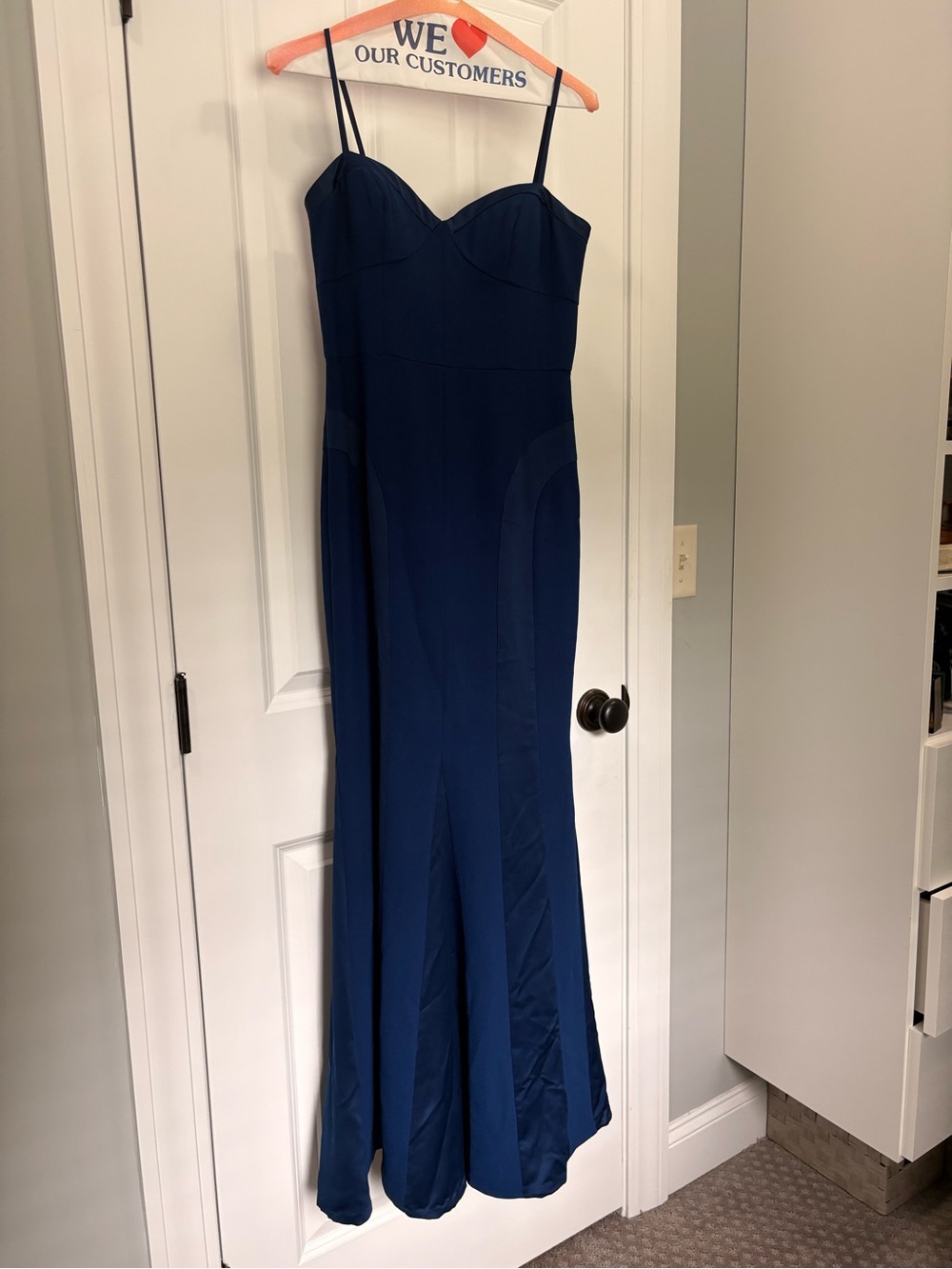 Aidan by Aidan Mattox Midnight Blue Spaghetti-Strap Maxi Dress